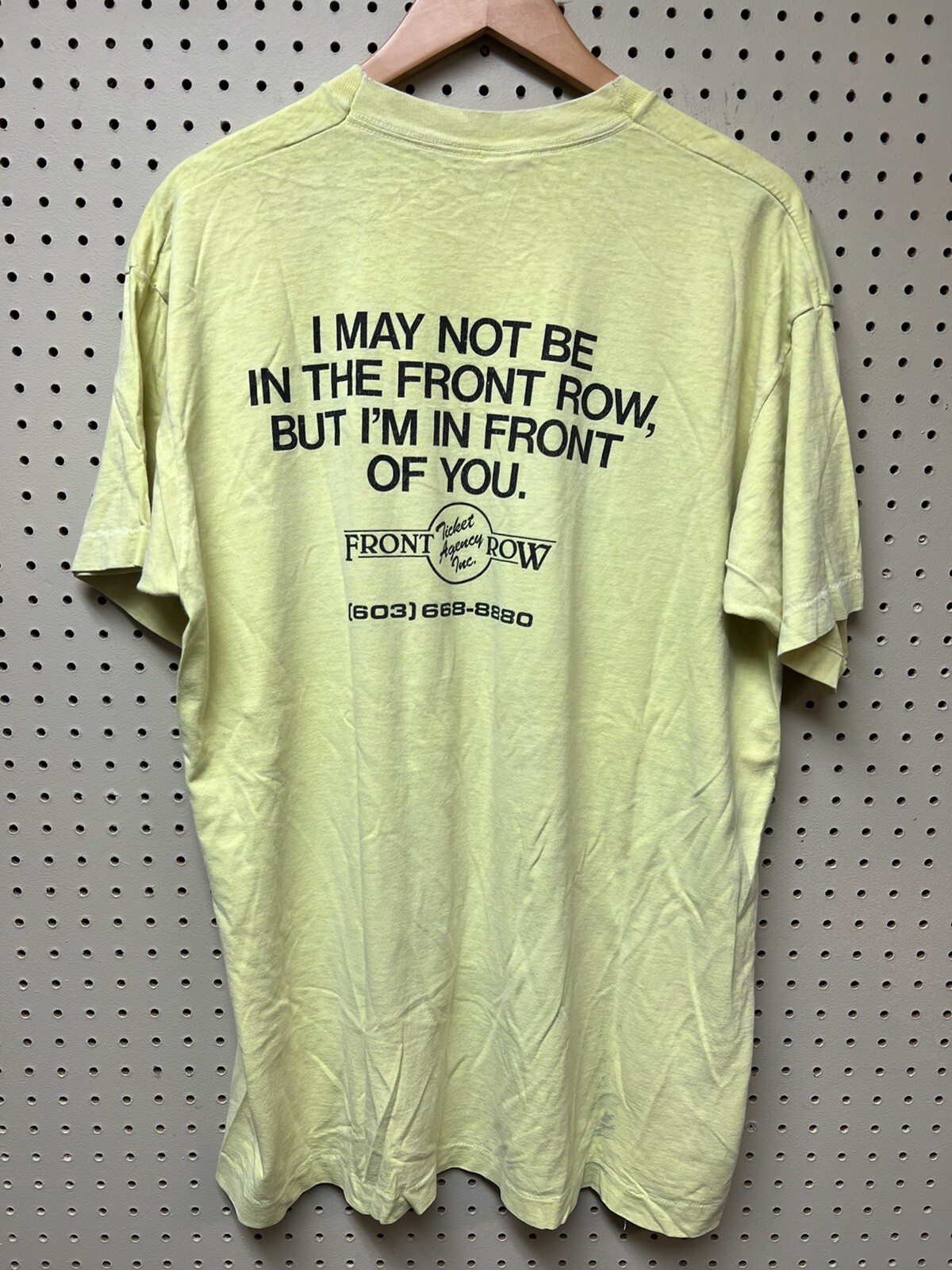 T shirt vintage biglietto fila anteriore XL giallo concerto New Hampshire *così com'è