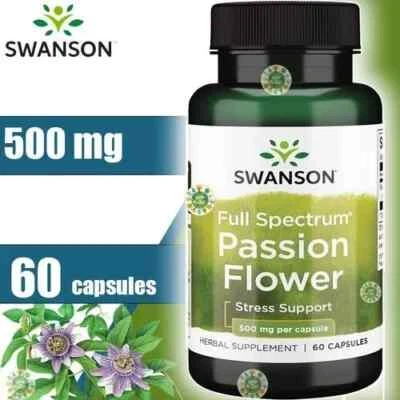 Swanson Passion Flower 500mg 60 Capsules STRESS SUPPORT-ANXIETY-SLEEP-LONG DATES