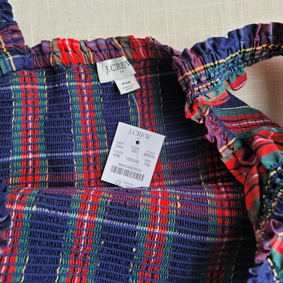 New! J.Crew S M XL Tartan Plaid Smocked Midi Tier Christmas Dress NWT BM247  | eBay