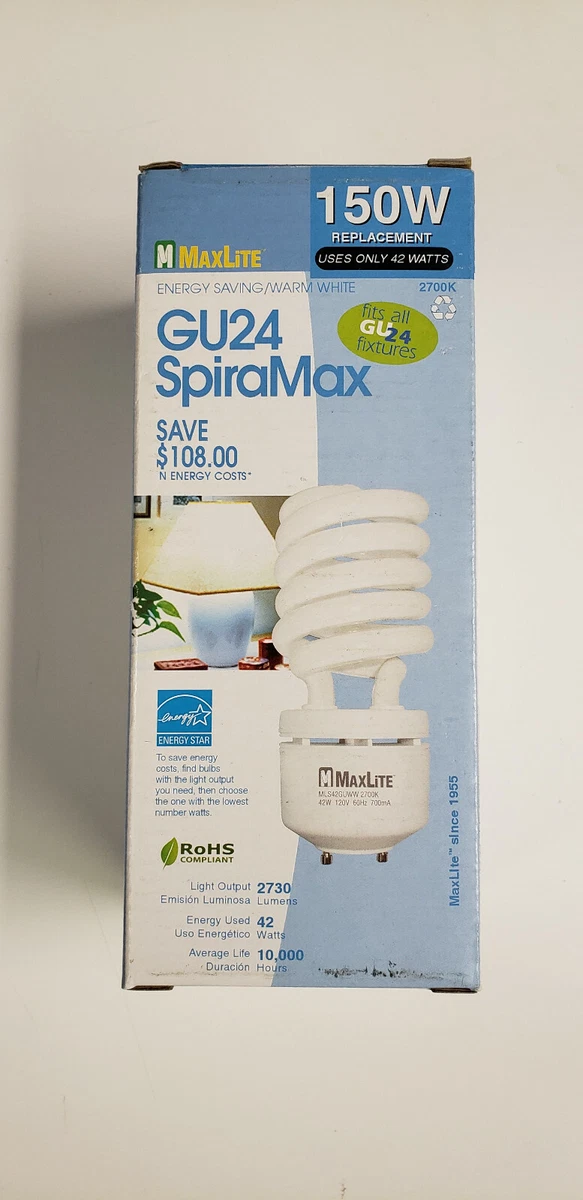 MaxLite GU24 Base Compact Fluorescent Light Bulb 42 watt Warm