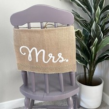 2 Pc Set Mr  Mrs Burlap Wedding Decoration Chair Signs Banner Bride Groom