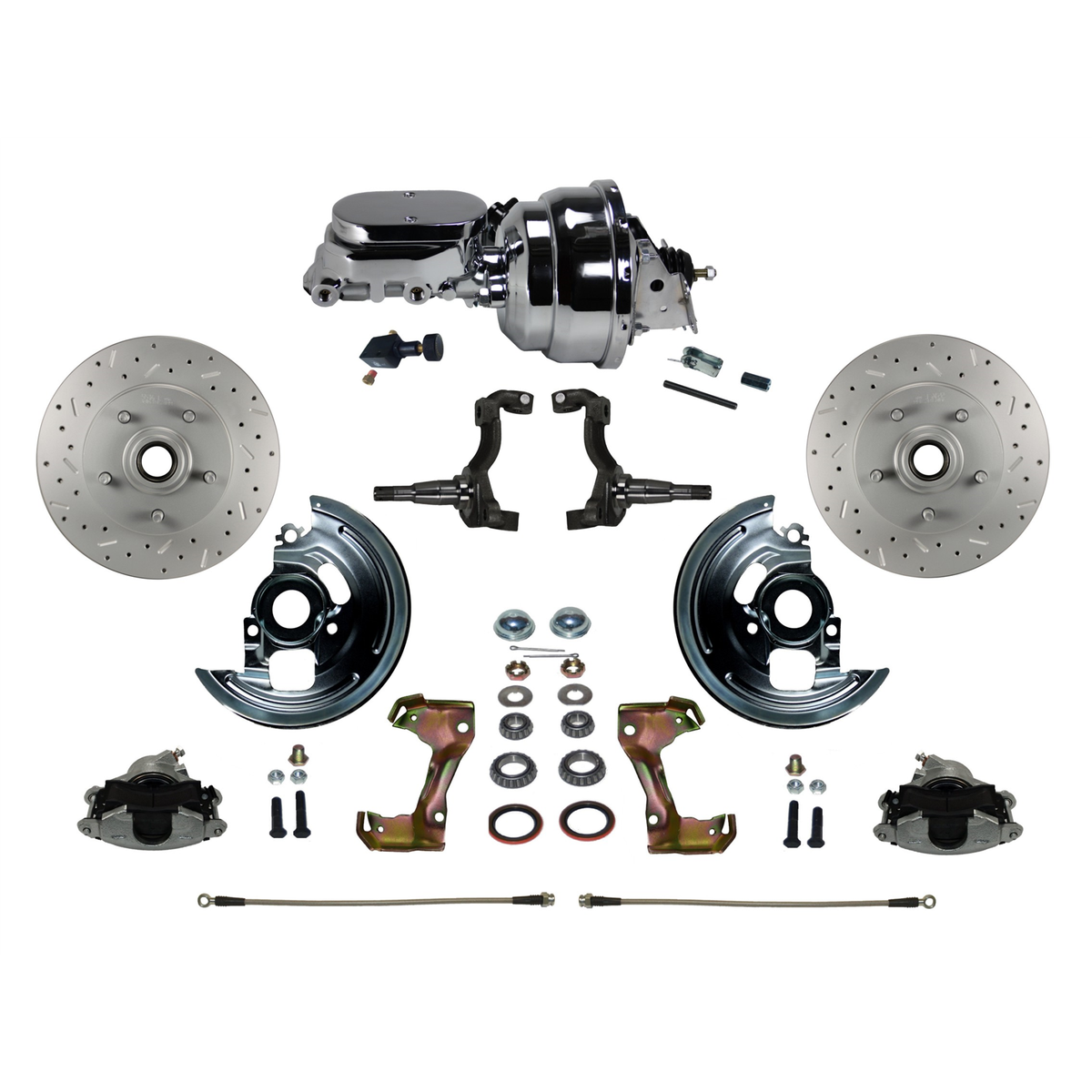 LEED Brakes -FC1002-N605X Power Front Kit Drilled Rotors Zinc