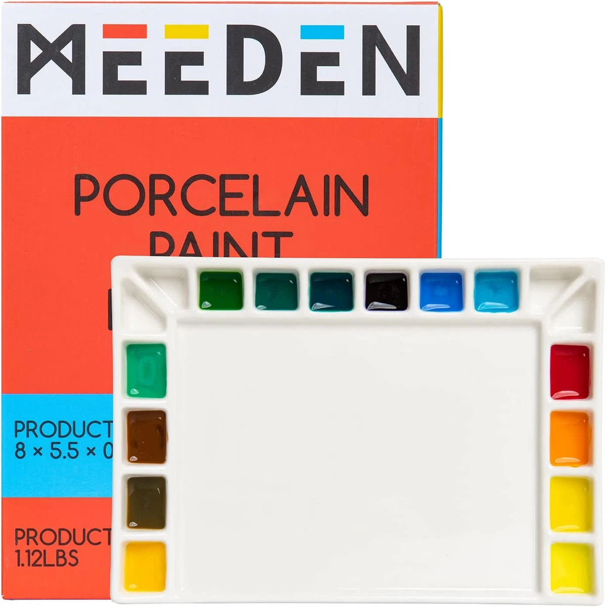 MEEDEN 12-Well Ceramic Paint Palette, Porcelain Paint Palette Tray, Artist  Watercolor Mixing Palette, Palette for Acrylic, Watercolor, Gouache