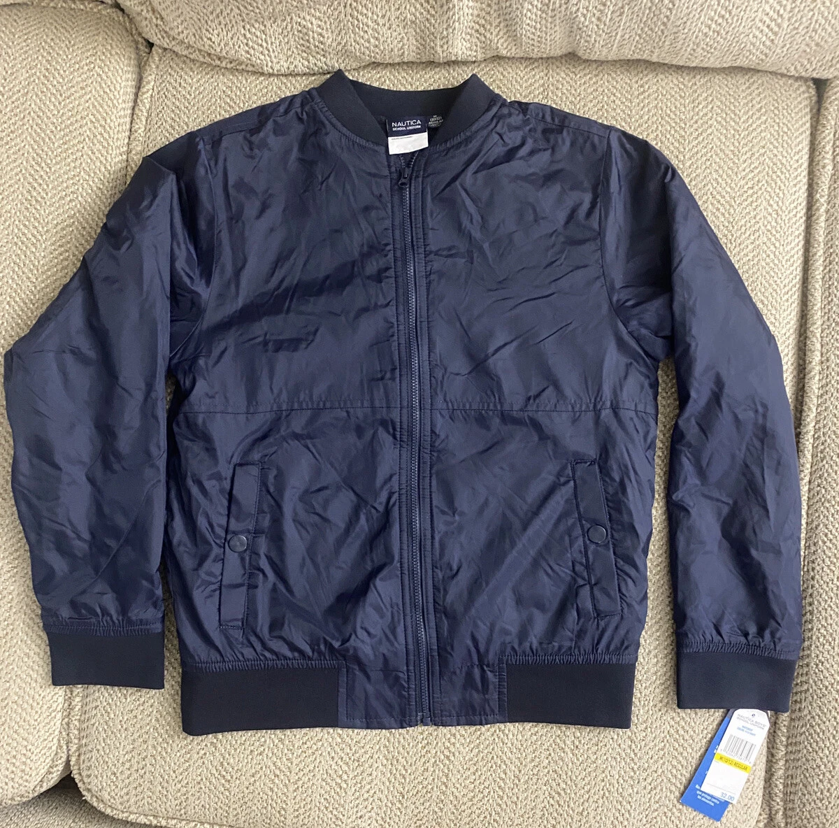 Nautica Boy s Lightweight School Uniform Bomber Jacket NAVY size L 14 16