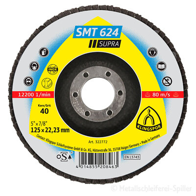 Klingspor SMT 644 SUPRA Schleifmop-Scheibe – 125 X 22,23 Mm, Körnung 60, 10er-Pack, Für Kanten & Flächenbearbeitung
