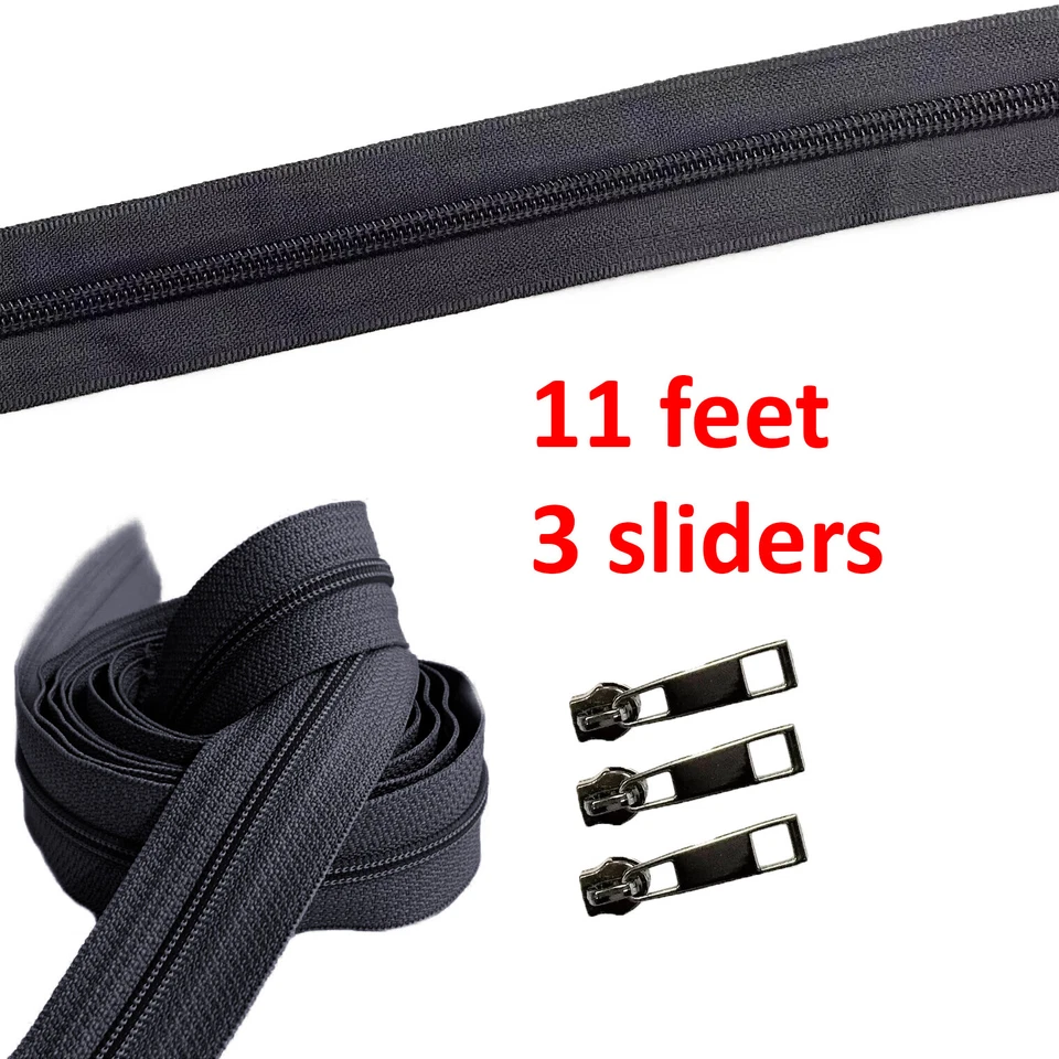 Continuous Zipper Chain by Feet, Unfinished Zipper - Nylon #5 - Blue Black Brown - Image 3 of 4