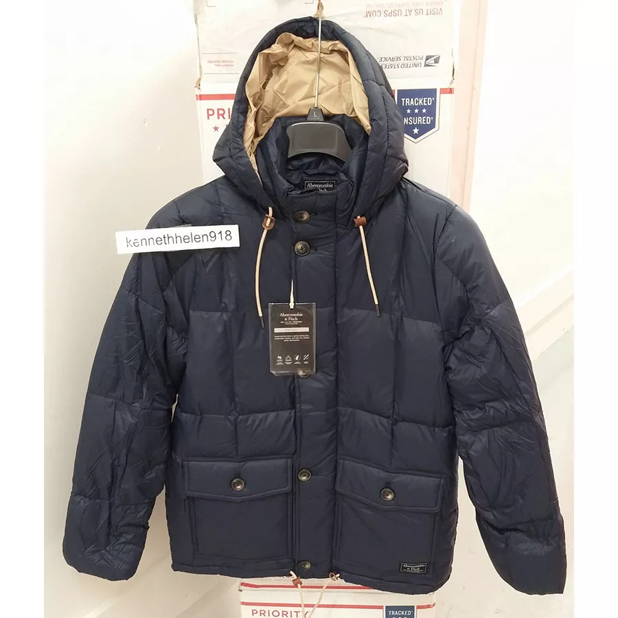 ABERCROMBIE FITCH DOWN FILLED PUFFER COAT JACKET NAVY BLUE SIZE S M L