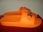 100% AUTHENTIC NEW MEN FERRAGAMO GROOVE 11 ORANGE SLIDE LEATHER SANDALS US 9 D — photo 6