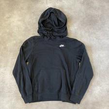 Nike Hoodie Womens Small Pull Over Embroidered Small Swoosh Sweatshirt, Black