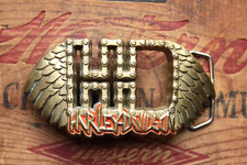 Vtg Baron Rare Harley Davidson Motorcycles Solid Brass Bikers Wings Belt Buckle