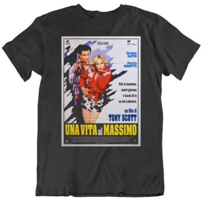 True Romance 90's Action Cool Film Poster Italian Version Black T