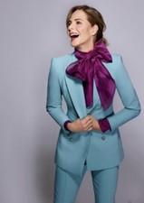 Zara Powder Blue Aqua Double Breasted Blazer S Aso Trinny Rare Sold Out