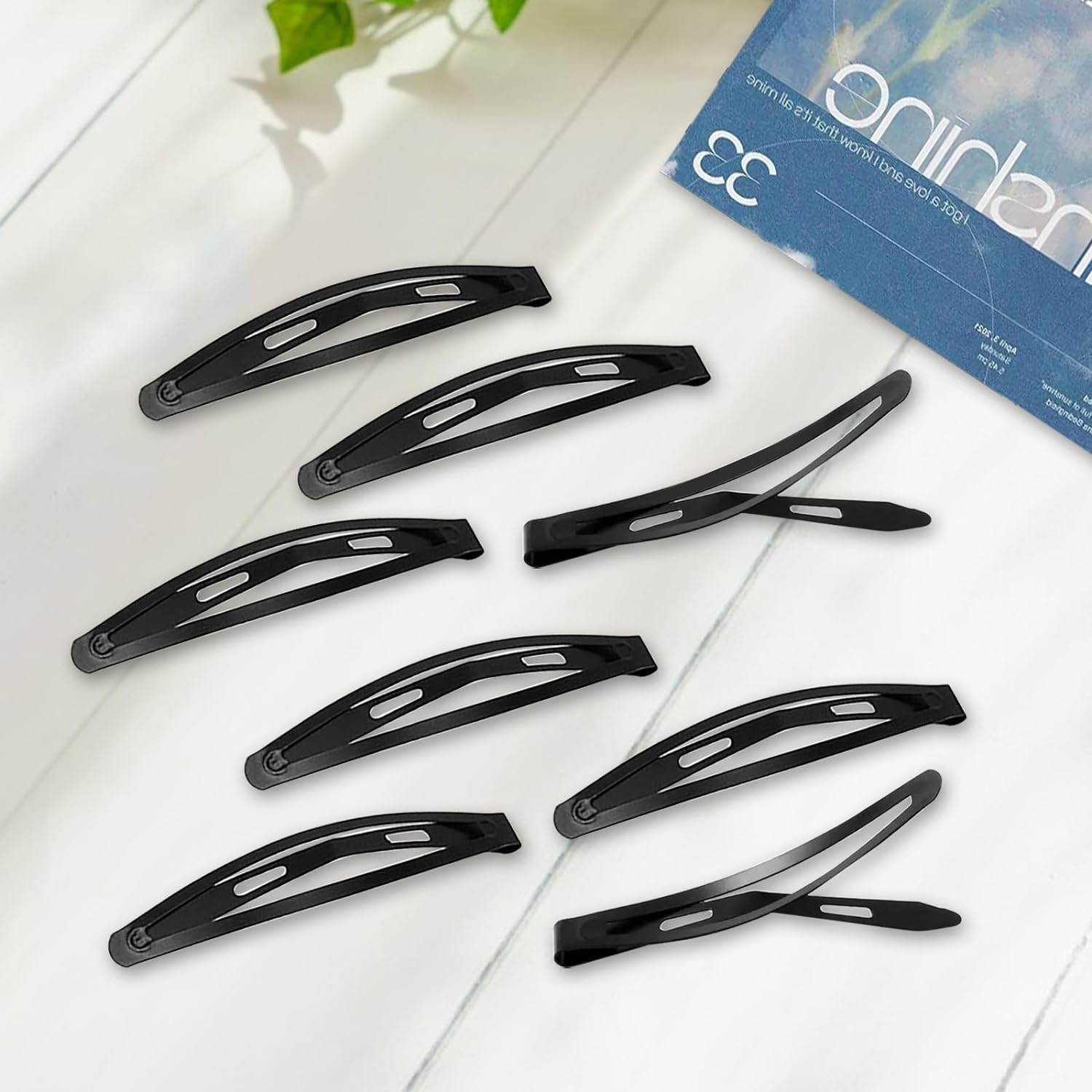 30Pcs Black Hair Clips,Metal Snap Hair Clips 2.16In Large Snap Hair