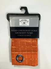 Golden Original Orange Solid Checkered Grommet Window Panel 52x84 NEW!