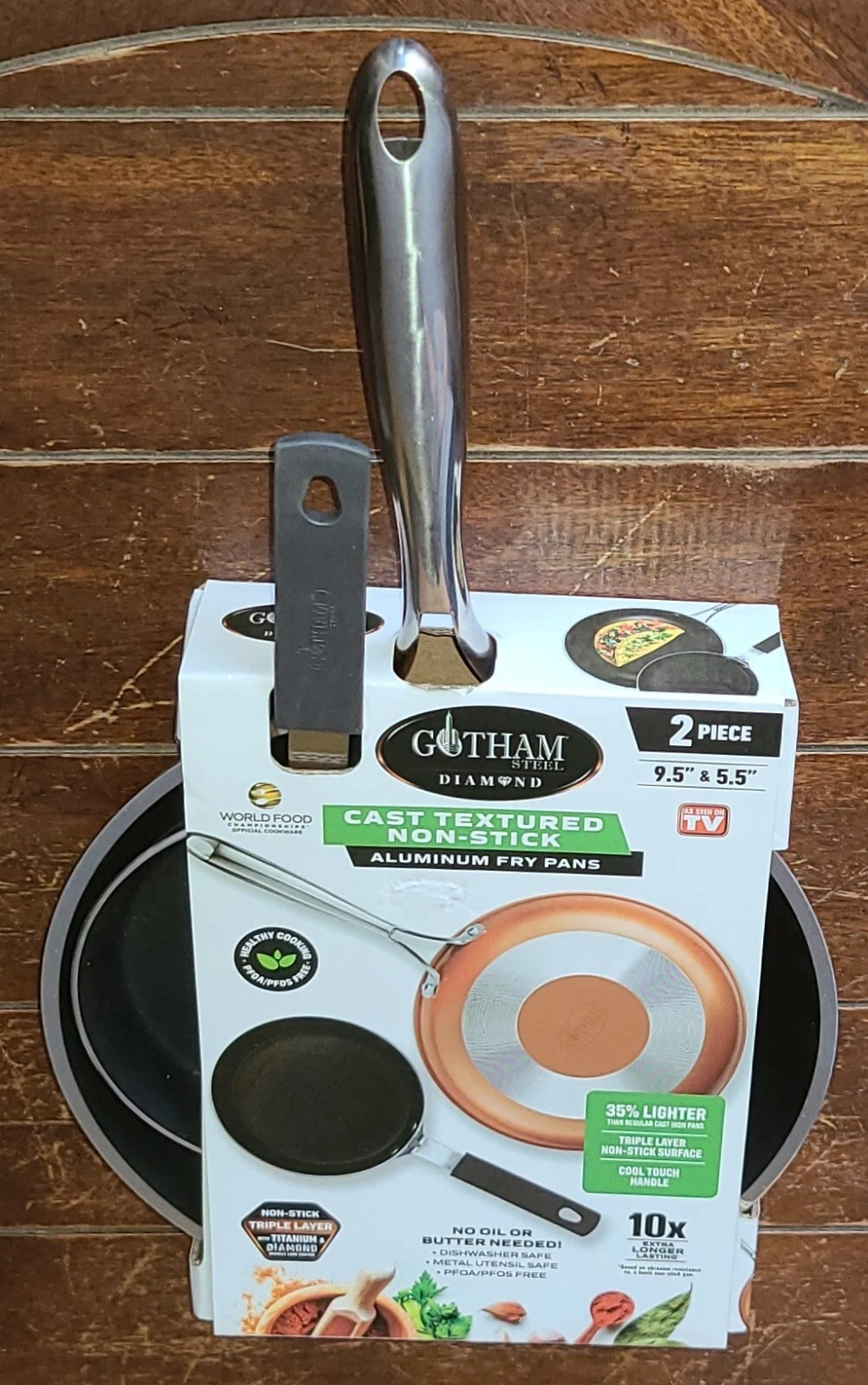 GOTHAM STEEL DIAMOND 2pc Cast Textured NonStick 5.5" & 9.5" Aluminum Fry Pans