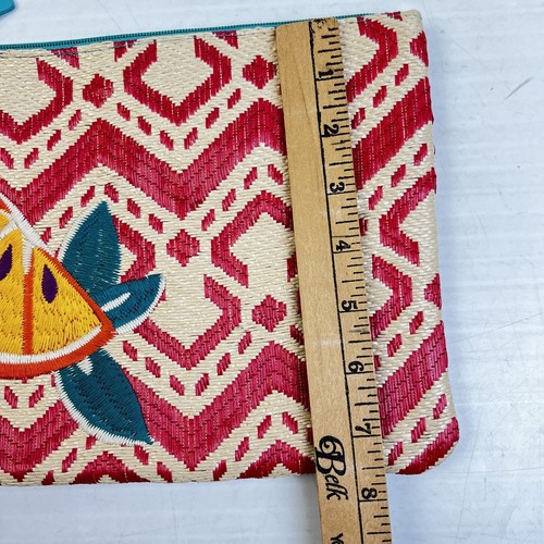 Vera Bradley Clutch Woven Orange Embroidery Summer Purse Wristlet Beach Casual - Picture 5 of 7