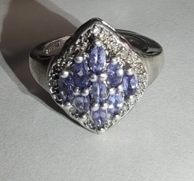 Sterling Silver QVC Ring With Amethyst & CZ Stones. Size 5 ((133)) | eBay