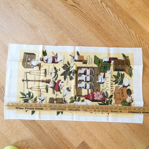 Kay Dee Handprints Linen Tea Towel Spice Shelf Sewell Jackson 17x30 in VTG NEW - Picture 7 of 7
