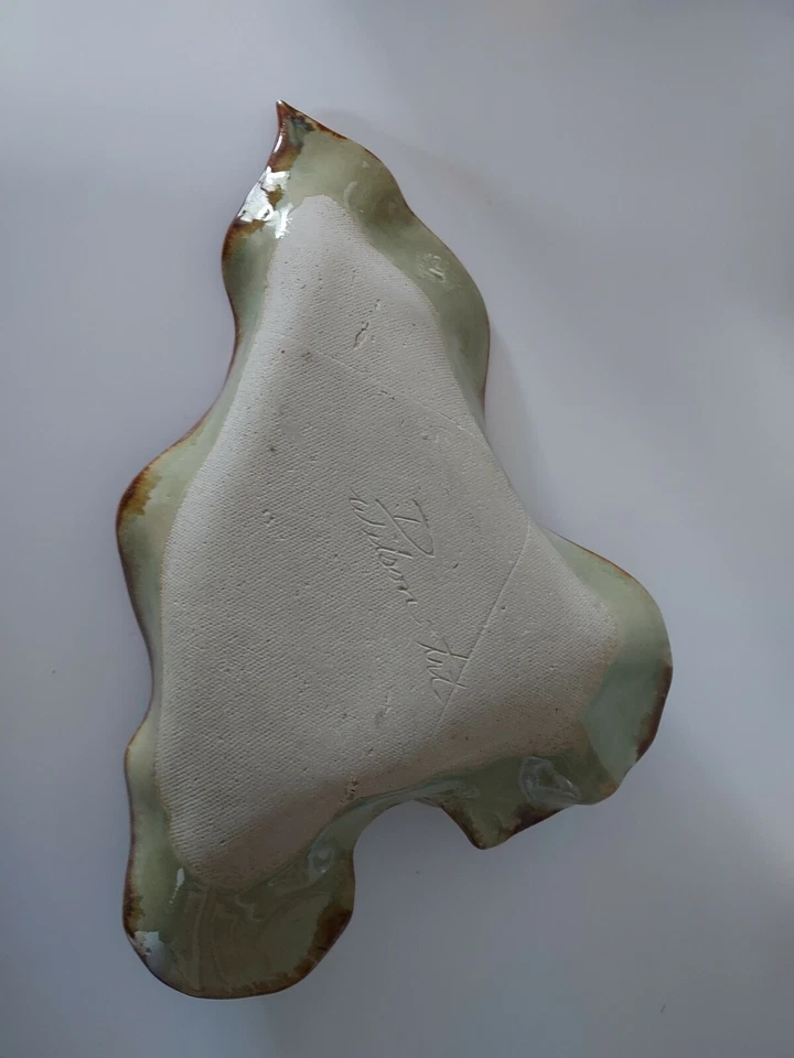MCM Signed Pottery Glazed Leave Shape Center Piece/Tray/Dish - Image 2 of 3