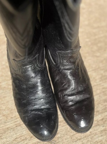 Dan Post Western Boots Men 9D Black Full Quill Ostrich Roper Heel - Picture 9 of 9