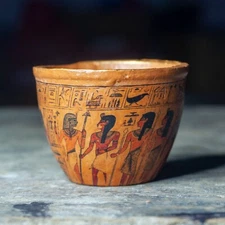 Clay Pottery Vase Egyption Museum Copy Printed Decorative Collectible - mini