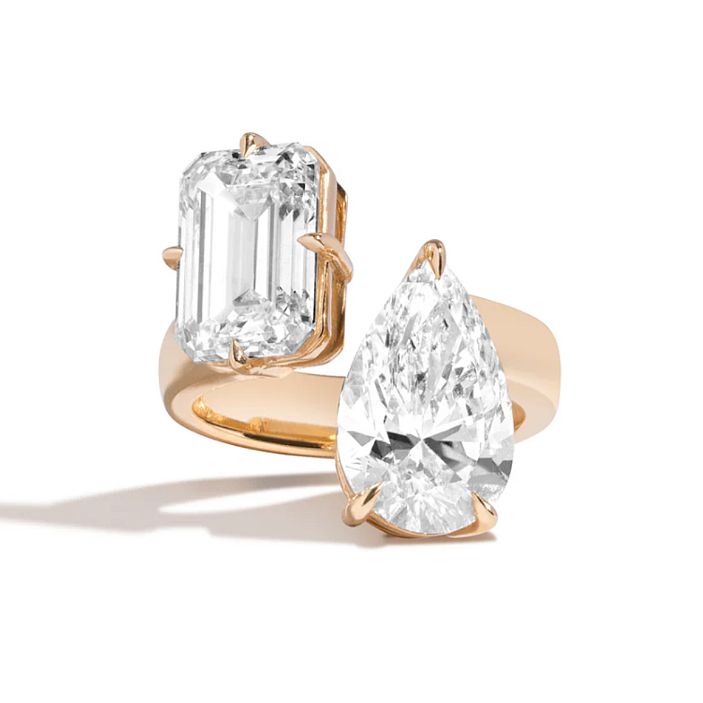 Toi Et Moi Lab Cultured Pear 2.25k IGI Gold Diamond Engagement Ring...
