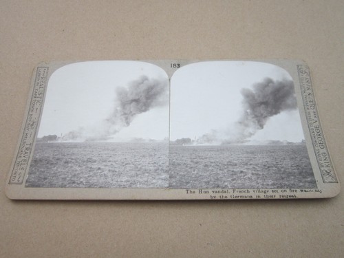 Village Fire Vol 2 No 183 Realistic Travels WW1 Stereoview Card Militaria - Picture 2 of 3