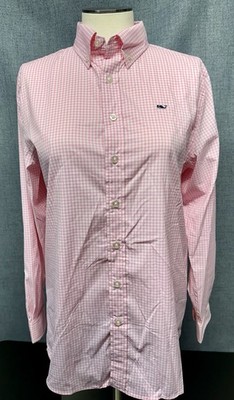 Boys Vineyard Vines Gingham Performance Whale Shirt color ''Cotton Candy'' L(16)