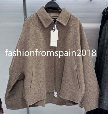 ZARA NEW WOMAN WOOL BLEND ZIPPER JACKET ZW COLL BROWN TAUPE S,M,L 8491/045/737