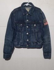 Ralph Lauren Denim Trucker Jacket boys size S 8 /P American Flag patch