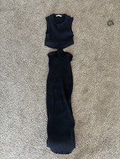 ZARA Maxi Dress Womens Black Ribbed Cut Out Sides Stretchy Nylon Viscose Size S