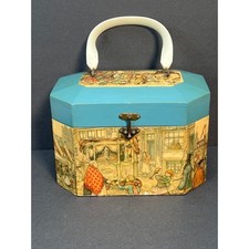 Vintage Anton Pieck Box Purse Decoupage Wood 60s Victorian Circus Variete