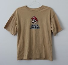 Super Mario Bros Nintendo Boys YOUTH Tan T-shirt Size 14/16 Pre-Owned