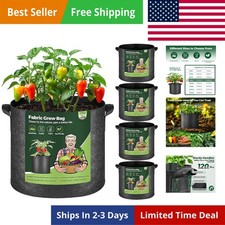 Fabric Plant Grow Bags with Handle 7 Gallon Pack of 5, Heavy Duty Nonwoven Sm...