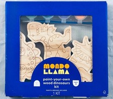 NEW MONDO LLAMA PAINT YOUR OWN WOOD DINOS KIT MAKES 3 INCLUDES PAINT BRUSHES