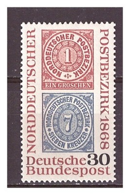 V-Mi569 - Briefmarke BRD 1968 - 100 Jahre Norddeutscher Postbezirk - 30 Pf -