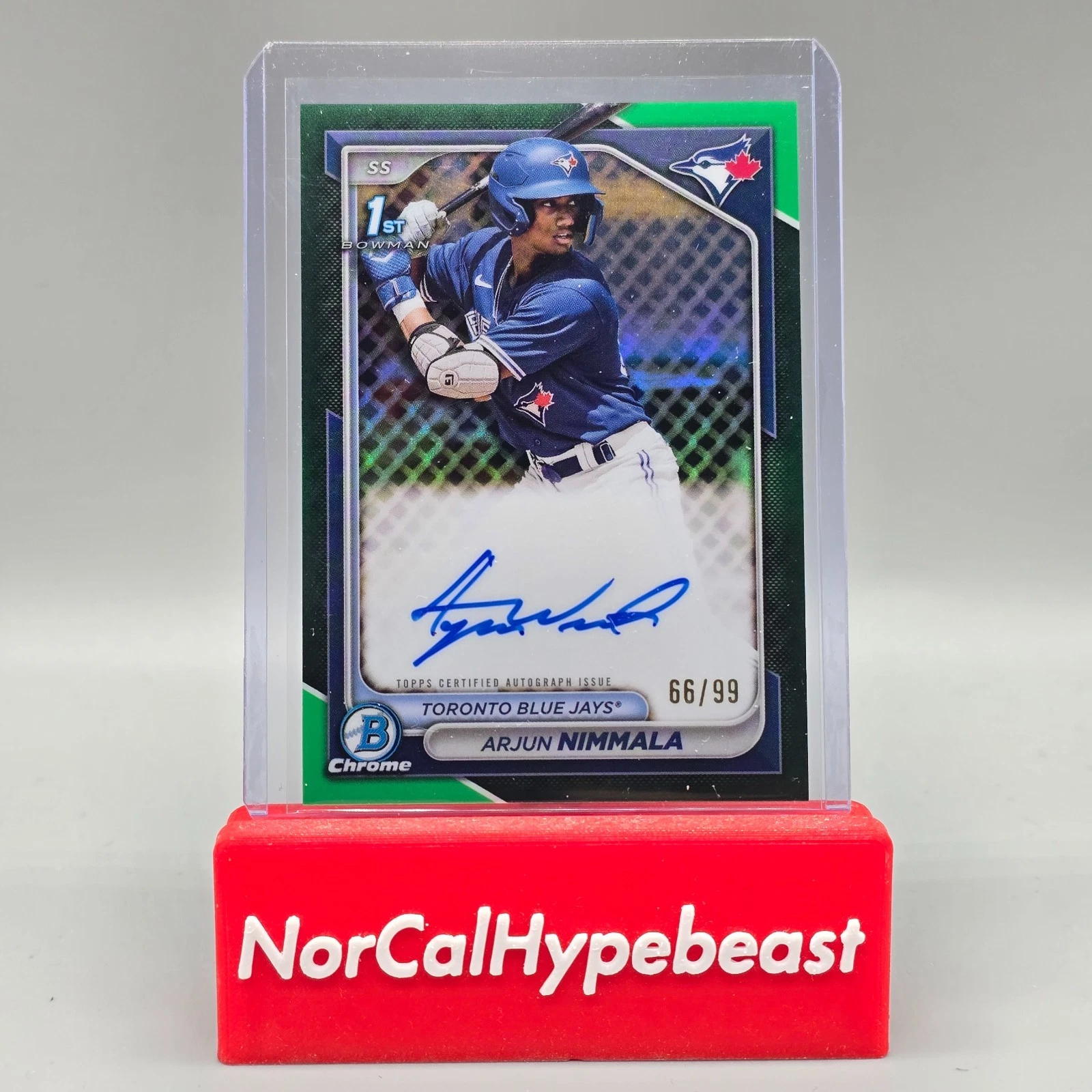 2024 Bowman Baseball ARJUN NIMMALA 1st Chrome Green Refractor Auto /99 Prospect