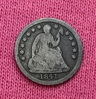 1841 SEATED LIBERTY HALF DIME ~ SCARCE ORIGINAL H10c COIN/ Silver/ XF No Damage