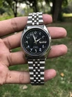 Vintage Seiko 5 Automatic Men's Watch 7009 Arabic Black Dial Day Date Japan Made