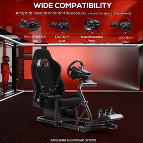 Supllueer Racing Simulation Cockpit With Seat Adjustable Fit Logitech G920 G923