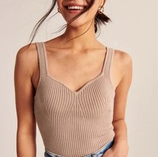 Abercrombie  Fitch Ribbed Knit Tan Tank XS
