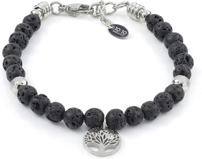 10:10 Armband Aus Edelstahl Und Natursteinen, 6 Mm, Baum Des Lebens Und Perlen A