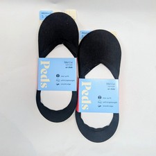PEDS Mid Cut No Show Liner Socks Size Medium 5-10 Black 6 pair