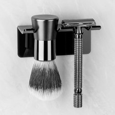 LUEXBOX Safety Razor Holder for Shower Wall, Self Adhesive Black Clear 2Slots