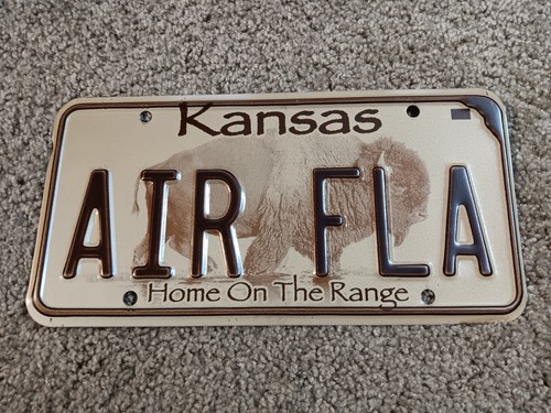 Kansas License Plate - Home On Range, Buffalo - Vanity AIR FLA (Air Florida?)