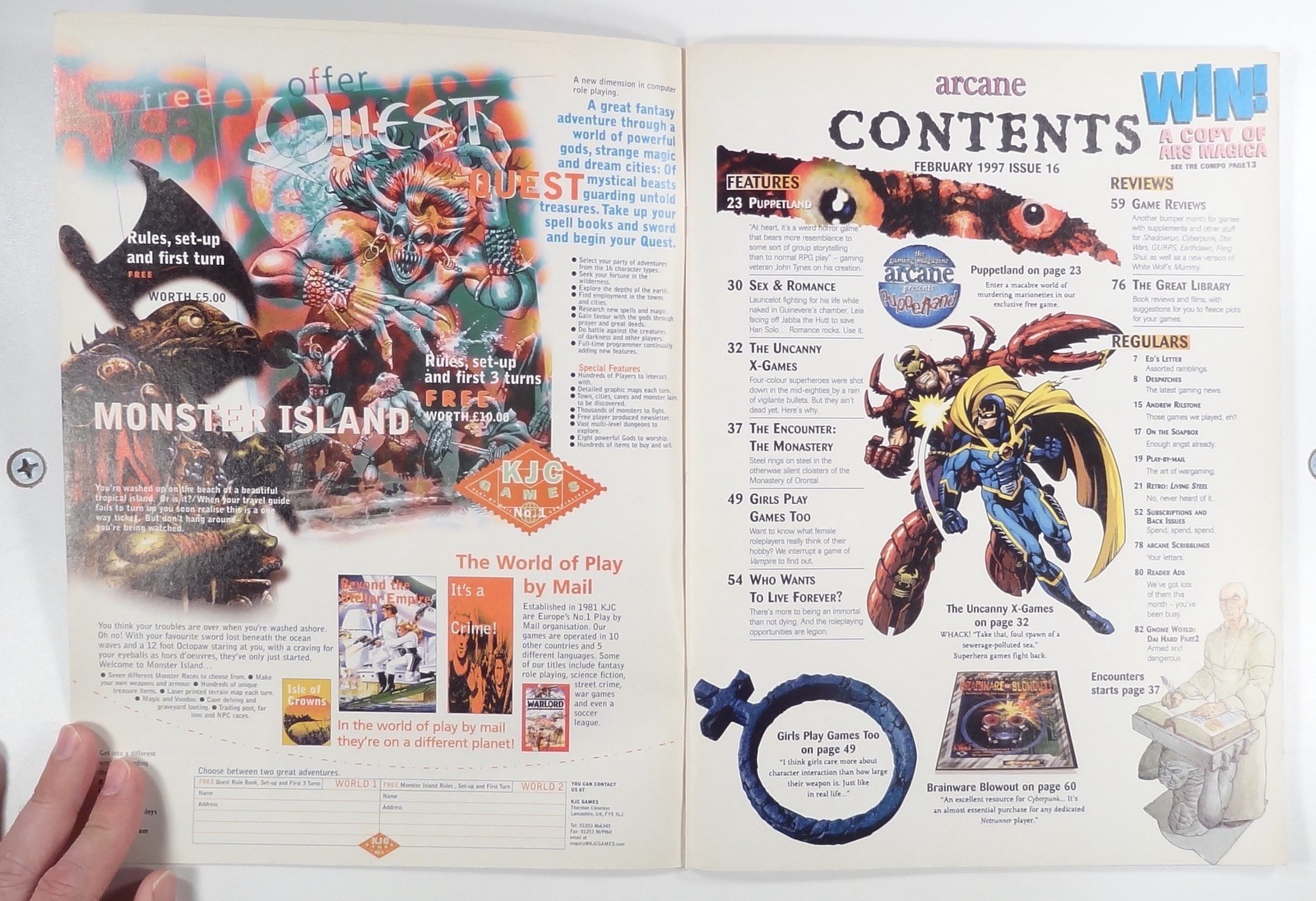 1997 Feb ARCANE UK All Genre TTRPG zine HORROR SYSTEM fantasy scenarios DEATH &c