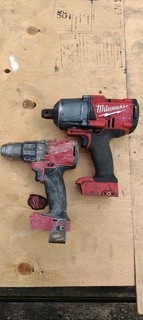 JOB LOT BUNDLE OF 2 MILWAUKEE TOOLS CORDLESS DRILL IMPACT WRENCH BOTH FAULTY