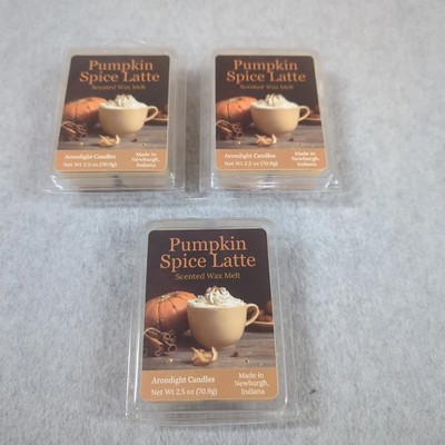 Lot of 3 Pumpkin Spice Latte Wax Melts 100% Soy Wax Tarts Home Fragrance Coffee