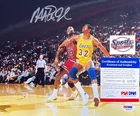 Magic Johnson Signed 8x10 Lakers Photo W Michael Jordan PSA Q33830