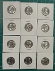 Lot of 12 Silver Washington Quarters 1958 Clean, Lustrous, Original - 2.17 Oz
